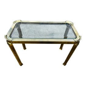 Vintage Solid Brass and Glass Console or Accent Table Attributed to Mastercraft