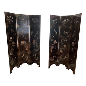 1980s Pair of Chinoiserie Folding Screens