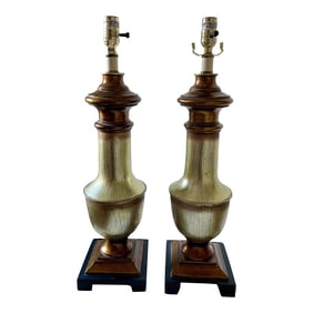 Pair of Uttermost Metallic Urn-Style Lamps