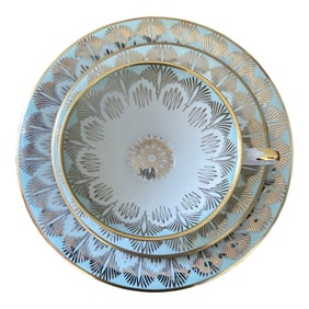 1940s Johann Haviland Bavarian Teacup With Saucer and Dessert Plate - 02491 Blau 41