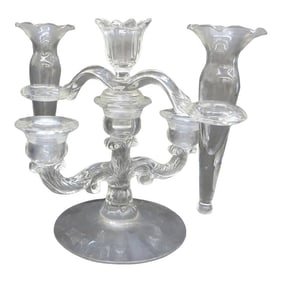 Vintage Glass Epergne With Trio of Candle Holders