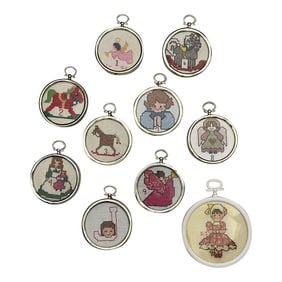 Ten (10) Vintage Christmas Ornaments in Cross Stitch