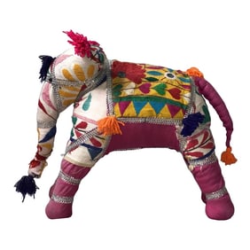 Upcycled Vintage Sari Fabric Handcrafted Embroidered Elephant