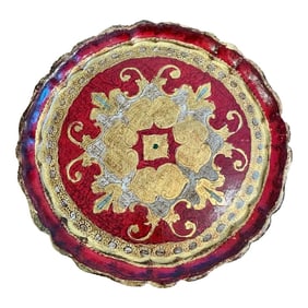 Vintage Florentine Gold Gilt and Red Tray
