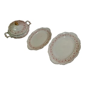 Vintage Mitterteich Bavaria China in Lady Claire - 2 Platters & 1 Covered Dish