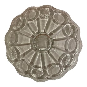 1920s Large 18" Round Depression Glass Platter With Star Pattern