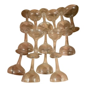 Group of 15 Vintage Coupe Champagne Glasses With Hollow Stems