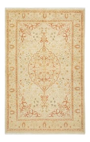 Mogul Collection Hand-Knotted Area Rug - Ivory 4' 8" x 7' 3"