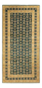 Mogul Collection Hand-Knotted Runner - Green 6' 2" x 12' 9"
