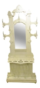 19th Century Victorian Renaissance Mahogany Hall Tree Stand Mirror Umbrella Hold