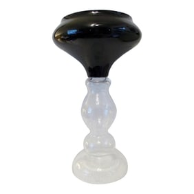 Italian Pedestal Vase Clear Base Black Bowl