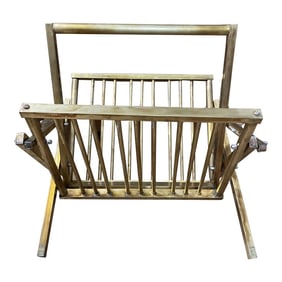 Mid Century Folding Brass Magazine Rack