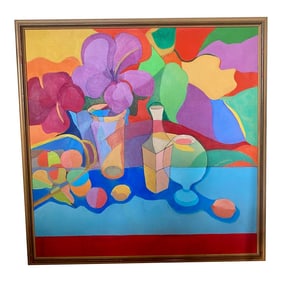 Let's Go – Large Abstract Still Life by Rose Schwarz – 32" Framed