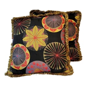 Atomic Boho Mandala Embroidered Toss Pillows - a Pair