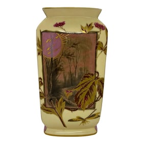 Vintage Asian Style Ceramic Hand Painted Vase