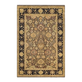 Vintage Moroccan Hand Knotted Wool Area Rug, Brown - 5'10" X 8'10"