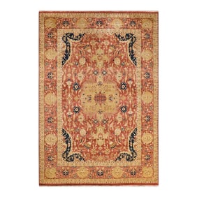 Vintage Moroccan Hand Knotted Wool Area Rug, Orange - 6'1" X 8'10"