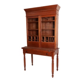 Antique Federal Cherrywood Desk and Bookcase