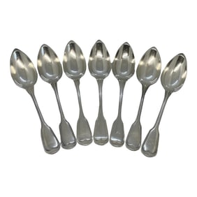 Late 19th Century Christofle "Chinon" Silverplate Oval Table Serving Spoons With Pointed Bowls -