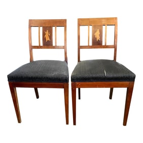 Antique Danish Empire Side Chairs, a Pair