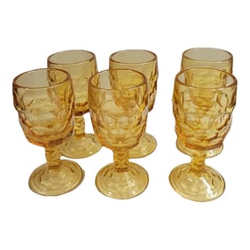 1960's Georgian Amber Wine Glasses by Viking Glass Company - Set of 6
