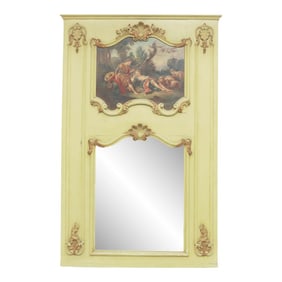 Antique French Louis XV Style Painted Trumeau Mirror