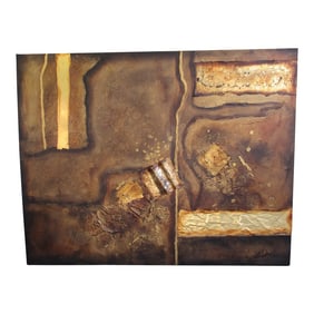 Lee Reynolds "Gold Rush" Large Mid-Century Modern Abstract Mixed Media Oil on Canvas 60 X 48 "Gold R