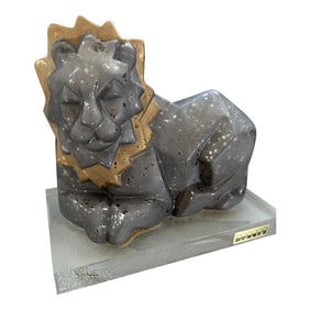 Vintage Geometric Mid Century Lion Sculpture by Bon Art