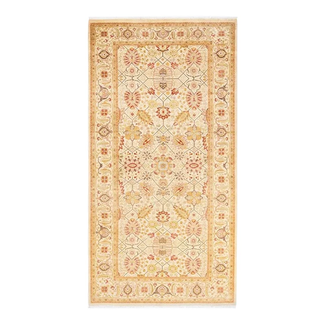 Mogul, One-of-a-Kind Hand-Knotted Area Rug in Ivory, 4' 7" x 8' 10": With understated palettes and allover designs, the rugs in the Mogul Collection will bring timeless sophistication to any room. Influenced by a spectrum of Turkish, Indian, and Persian designs, the ar