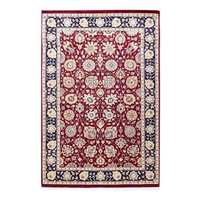 Mogul, One-of-a-Kind Hand-Knotted Area Rug in Red, 4' 2" x 6' 2"