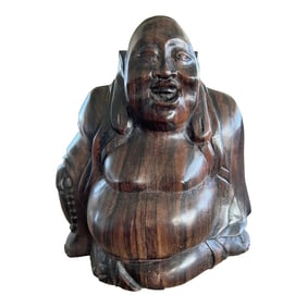 Vintage Laughing Happy Buddha Carved Statue