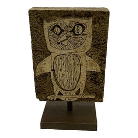 Mid 20th Century Rodney Winfield Carved Owl Sculpture
