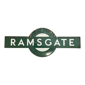 British Mid Century Enamel Southern Railway Target Sign Ramsgate Train Station
