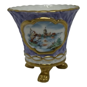 Antique Three Footed Mini Compote in the Style of Chamberlain Worcester Porcelain