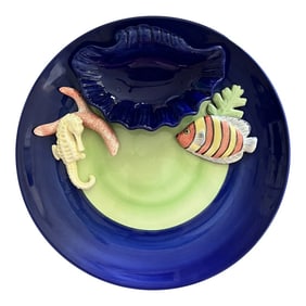 Vintage Trompe L'Oeil Chip and Dip Seahorses and Fish