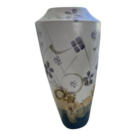 Studio Art Pottery Vase Teal and Plum