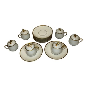 Vintage Limoges Pots De Créme With Saucers Set of 6