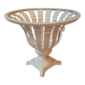 Vintage Heavy Off White Weighted Metal Vase/Urn