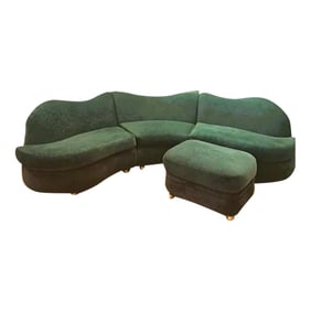 1990s Curved and Sculptural Postmodern Sectional and Ottoman