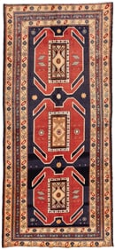 Vintage Persian Handmade Wool Runner Rug ,