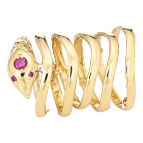 Snake Wrap Ring 6 Bands Vintage 18k Yellow Gold 5 Serpent Fine Estate Jewellery size 5