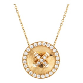 Mid 20th Century Van Cleef & Arpels Button Necklace Boutonniere Diamond Estate 18k Yellow Gold