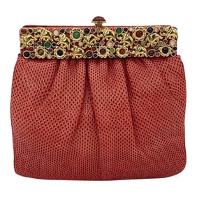 Judith Leiber Red Lizard Clutch