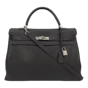 Hermes Togo Kelly 35 Retourne Chocolate Brown Silver PDH