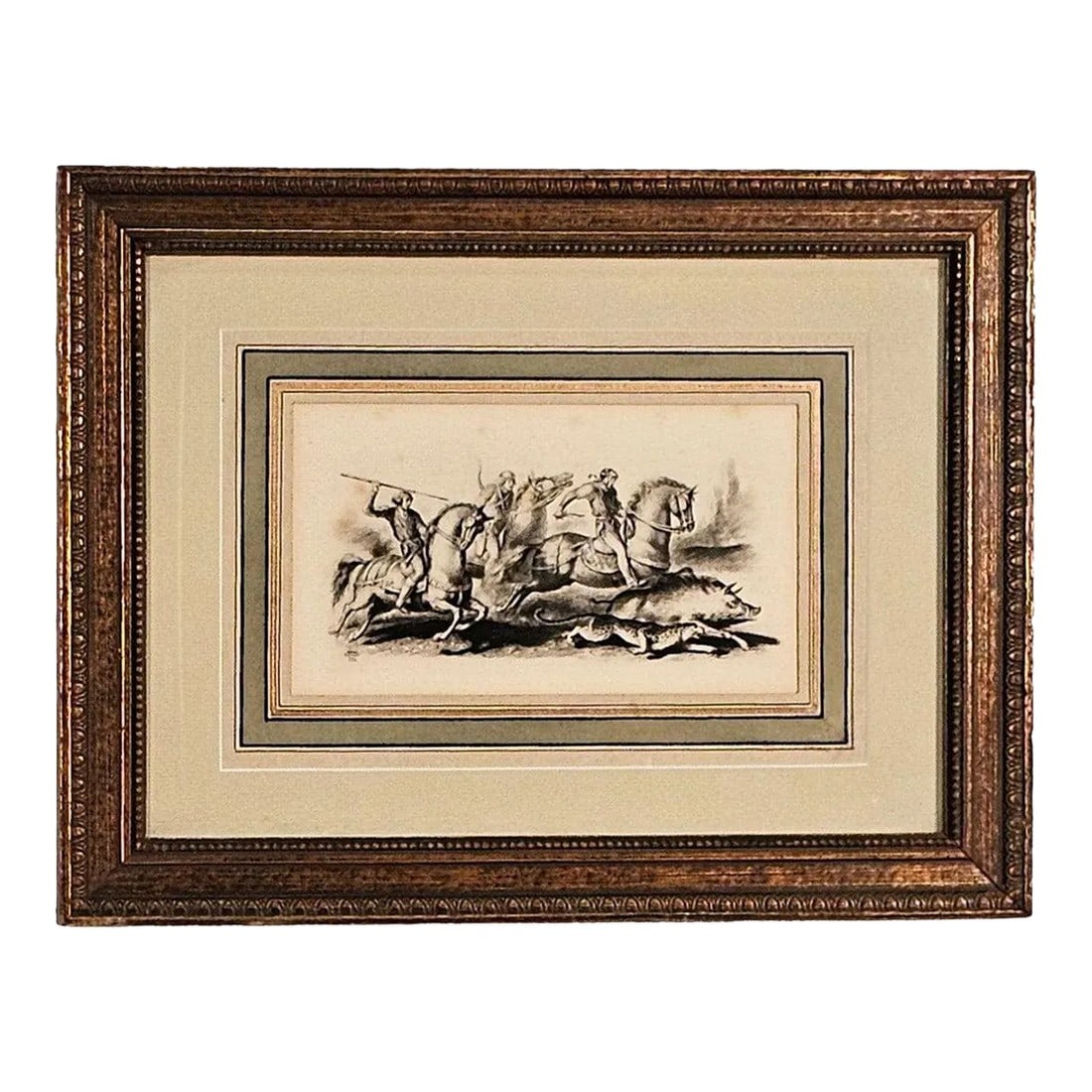 Engraving of Boar Hunt, France, 1933 (1 of 4)