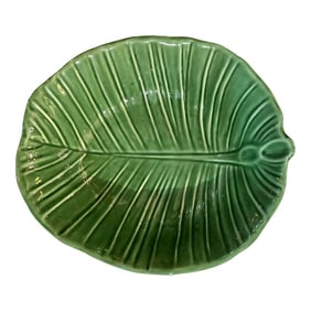 1950s Large Vintage Green Roscher & Co. Leaf Design Dish/Platter