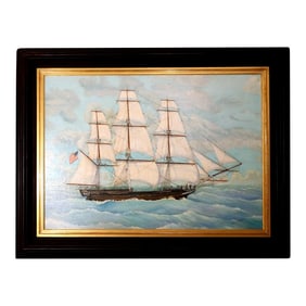 Large Marine Painting of the Frigate Essex by Will B. Robedee