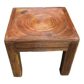1970s Vintage Pencil Reed Side Table Palm Beach Coastal