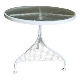 Vintage White Pedestal Base Outdoor Patio Side Table