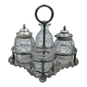 1890s James Dixon & Sons Silverplate Cruet Condiment Set